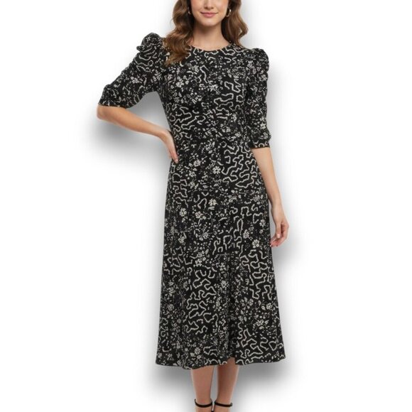 ISABEL MARANT Geometric Floral Silk Midi Dress - Picture 15 of 15